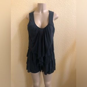 Anthropologie Deletta dark gray front ruffle top size S